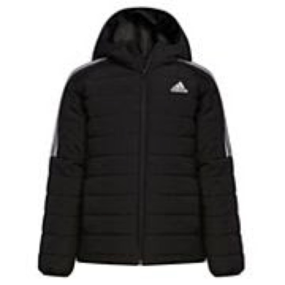 Kids Adidas Black Jacket with White Shoulder Stripes